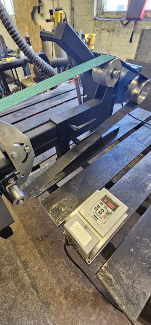 View of pulleys on the 2×72 Belt Grinder